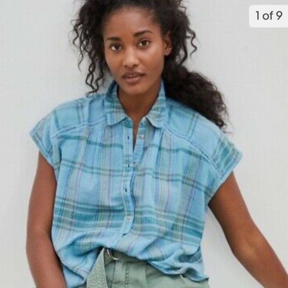 Pilcro the Serena Surf Henley Blouse